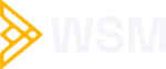 White version of the Wicked Stinger Media logo abbreviated as WSM